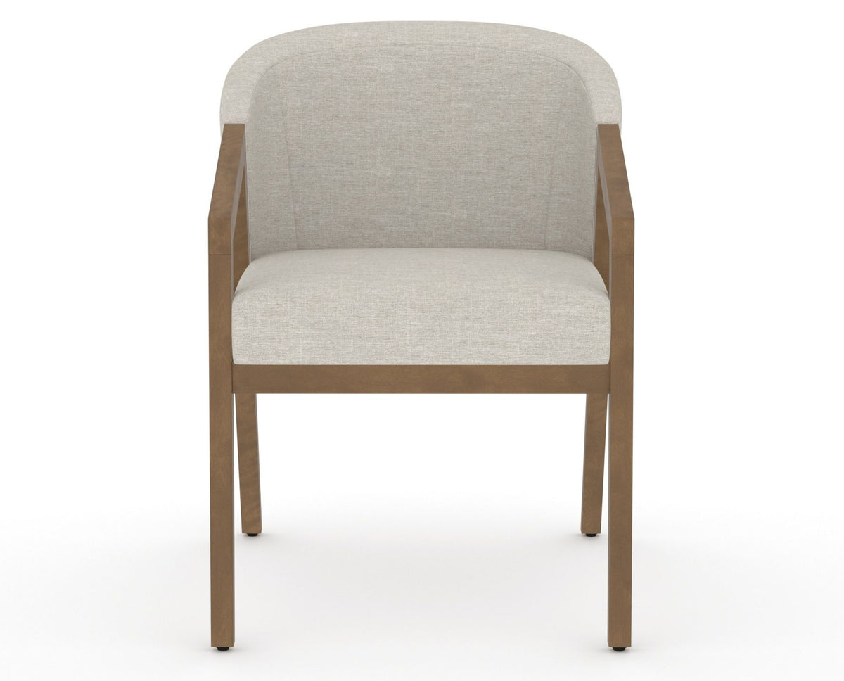 Canadel Modern Angle Dining Chair in Pecan Washed, TB Fabric, front view