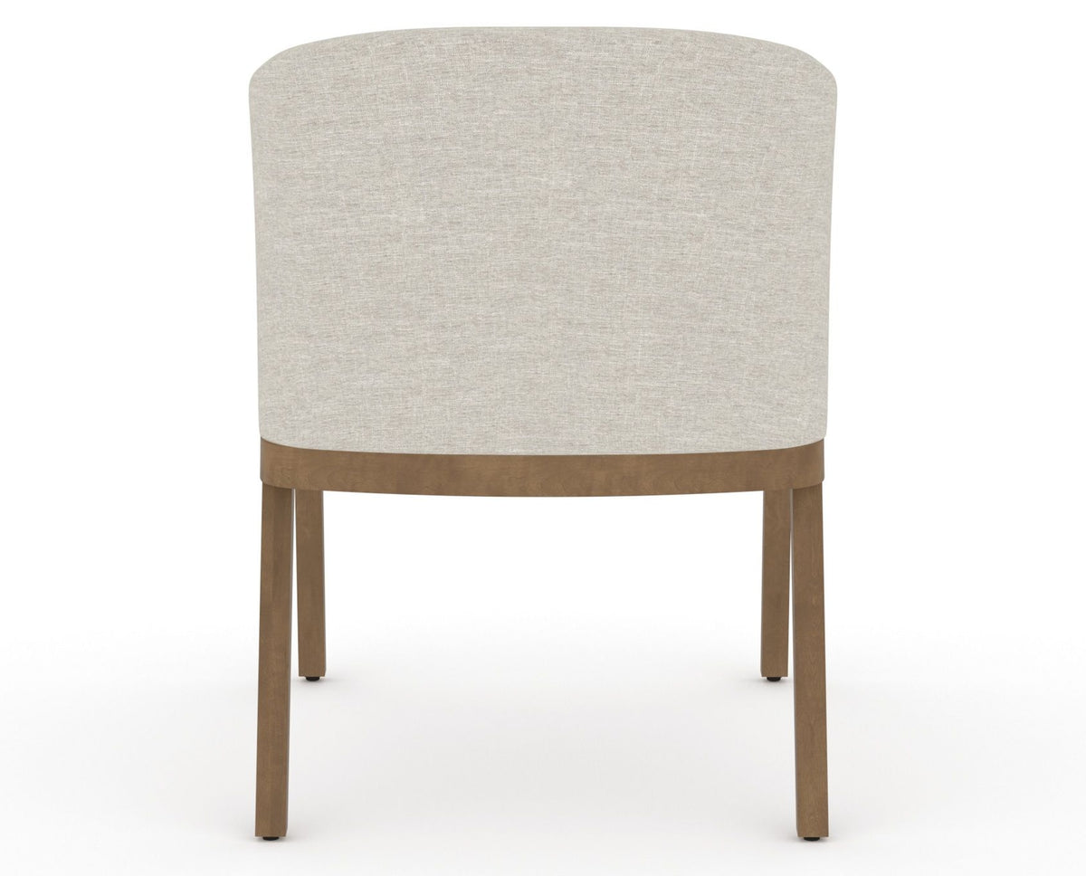 Canadel Modern Angle Dining Chair in Pecan Washed, TB Fabric, back view