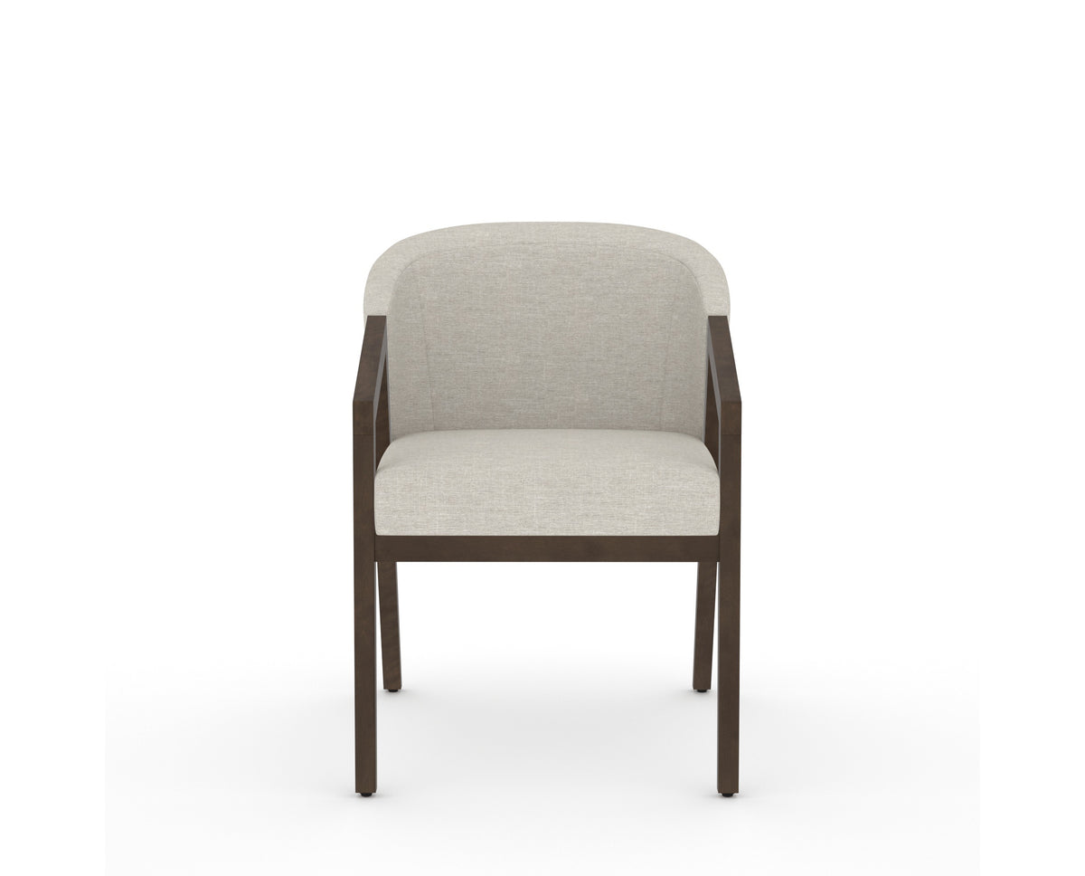 Canadel Modern Angle Dining Chair in Hazelnut Washed, TB Fabric, front view