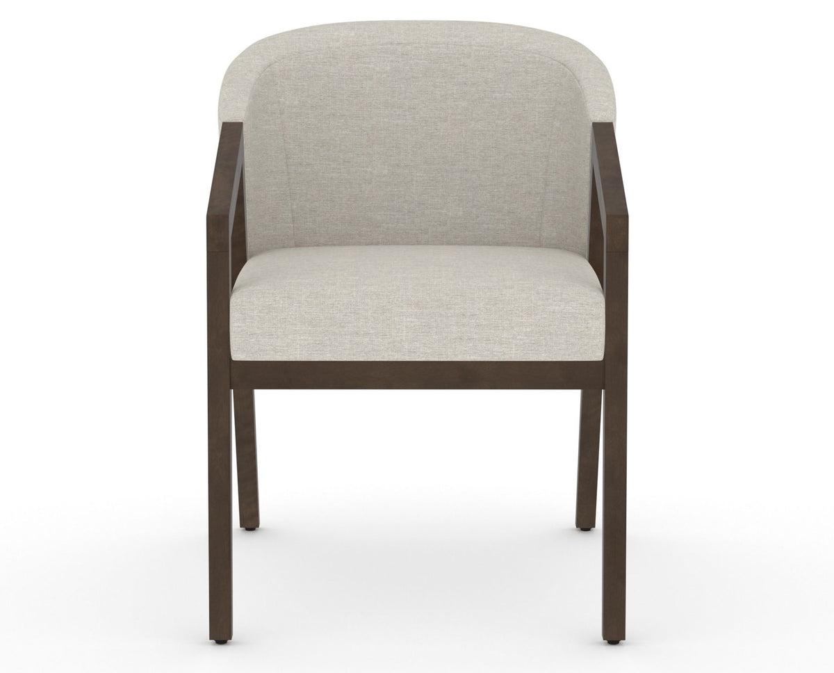 Canadel Modern Angle Dining Chair in Hazelnut Washed, TB Fabric, front view