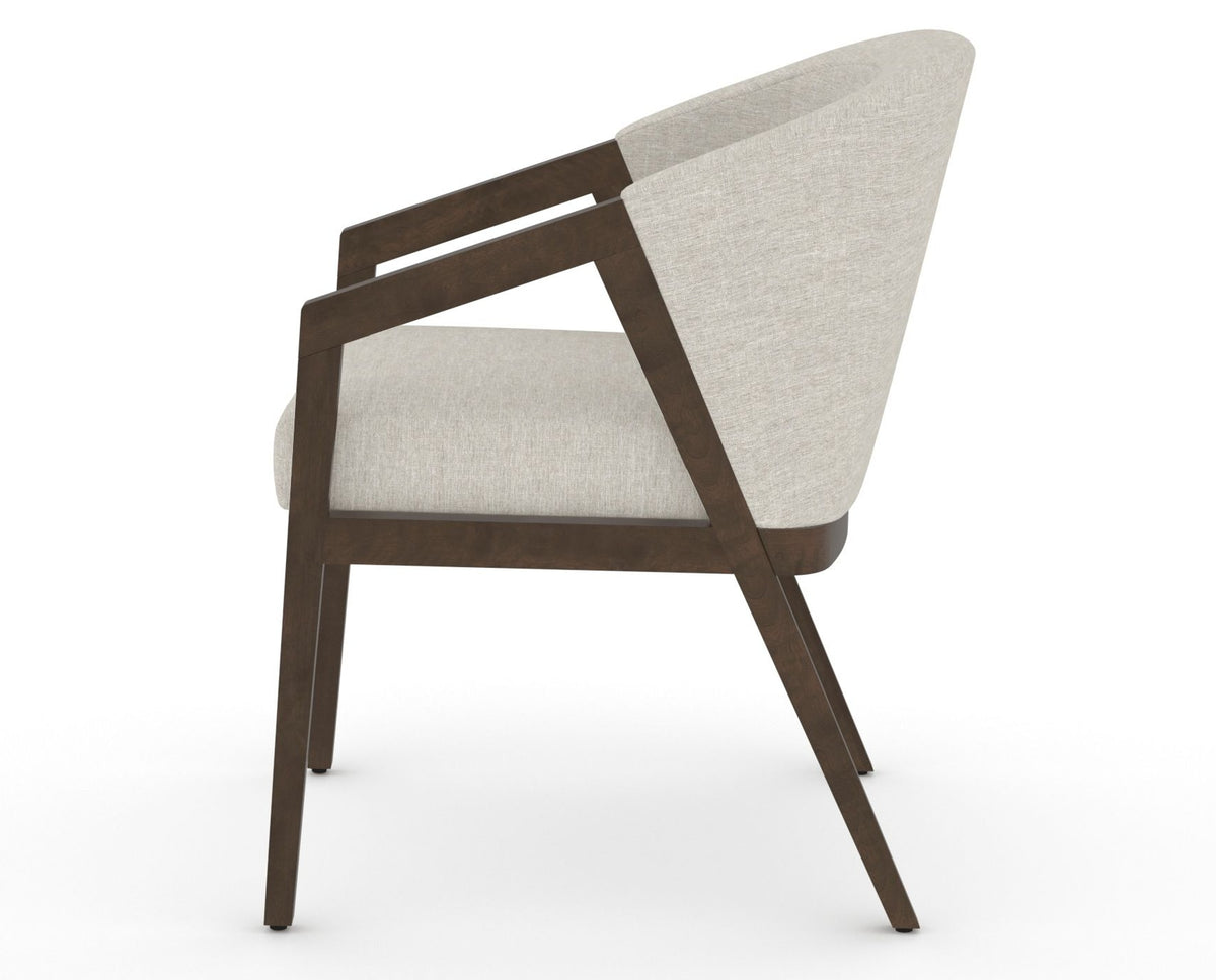Canadel Modern Angle Dining Chair in Hazelnut Washed, TB Fabric, side view