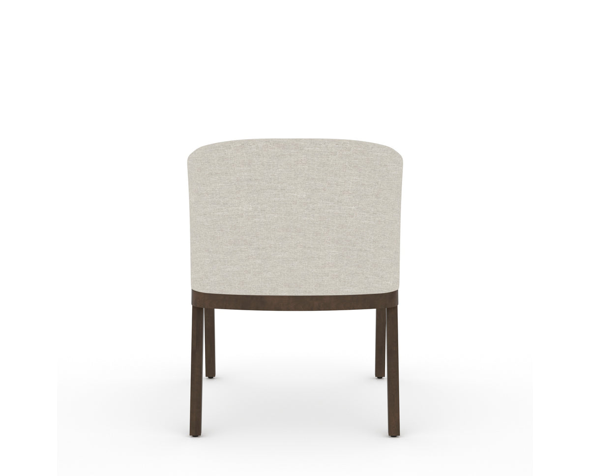 Canadel Modern Angle Dining Chair in Hazelnut Washed, TB Fabric, back view