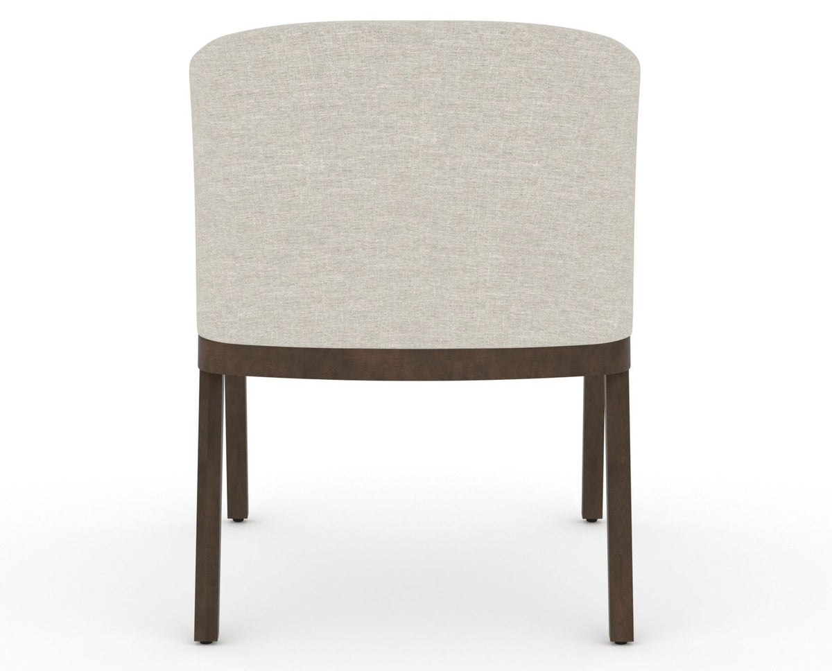 Canadel Modern Angle Dining Chair in Hazelnut Washed, TB Fabric, back view