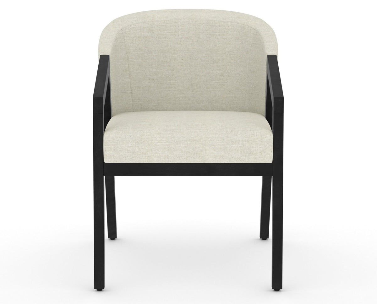 Canadel Modern Angle Dining Chair in Dark Smoke, TW Fabric, front view