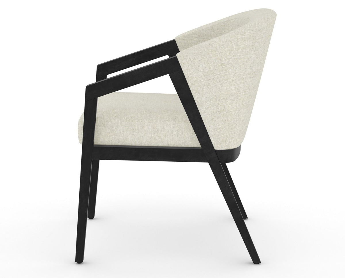 Canadel Modern Angle Dining Chair in Dark Smoke, TW Fabric, side view