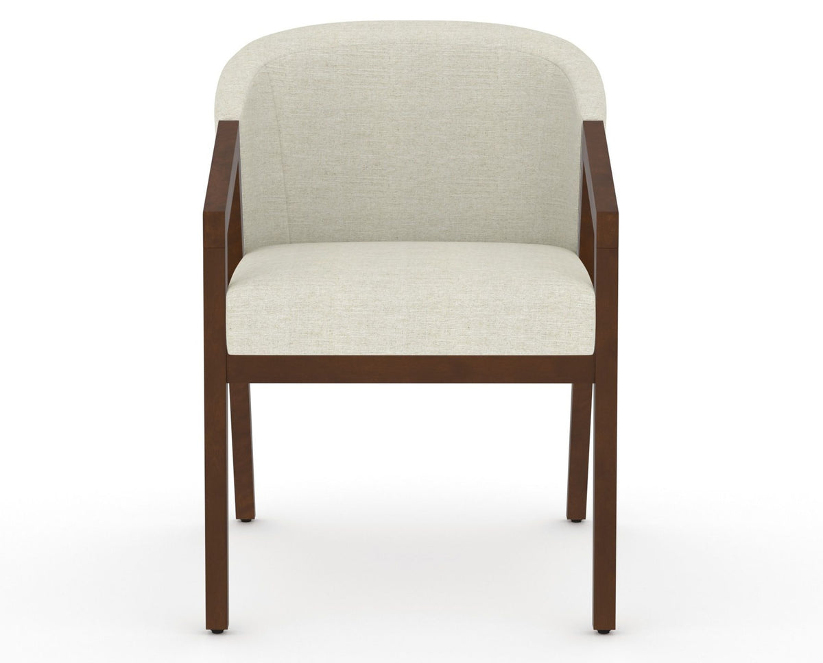 Canadel Modern Angle Dining Chair in Cognac Washed, TW Fabric, front view