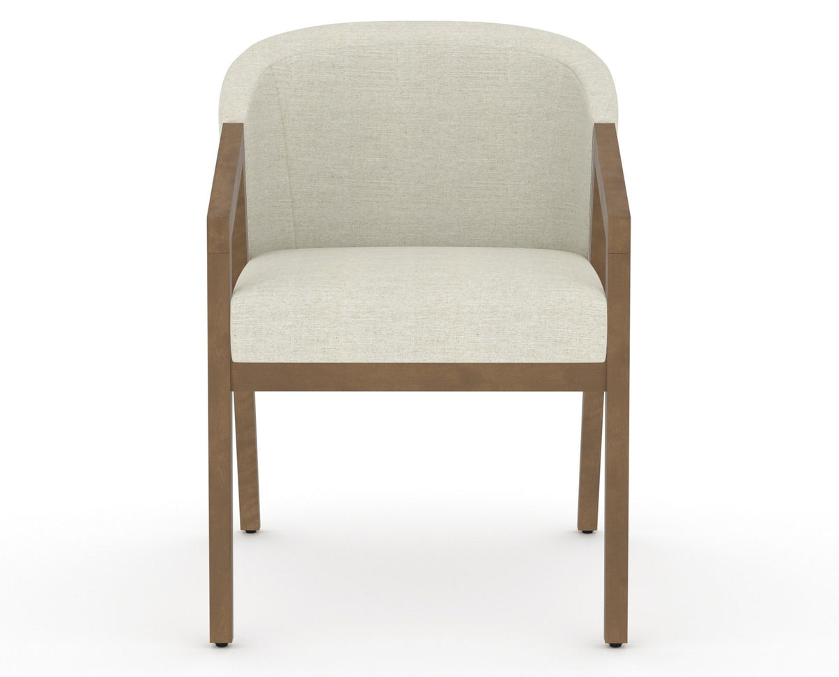 Canadel Modern Angle Dining Chair in Pecan Washed, TW Fabric, front view