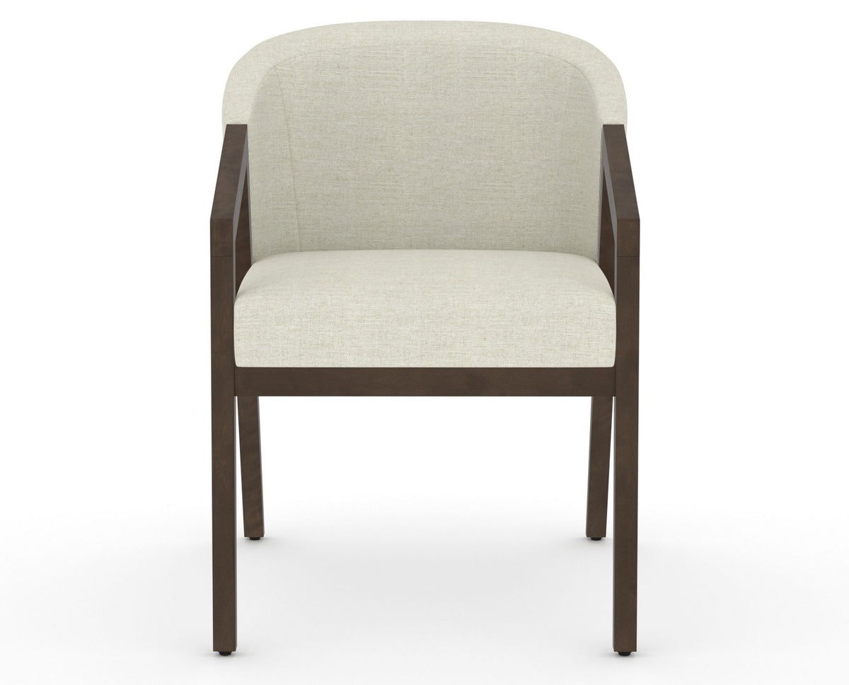 Canadel Modern Angle Dining Chair in Hazelnut Washed, TW Fabric, front view
