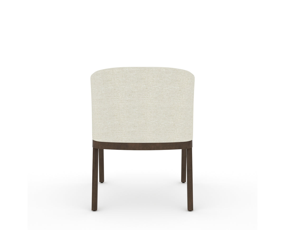 Canadel Modern Angle Dining Chair in Hazelnut Washed, TW Fabric, back view