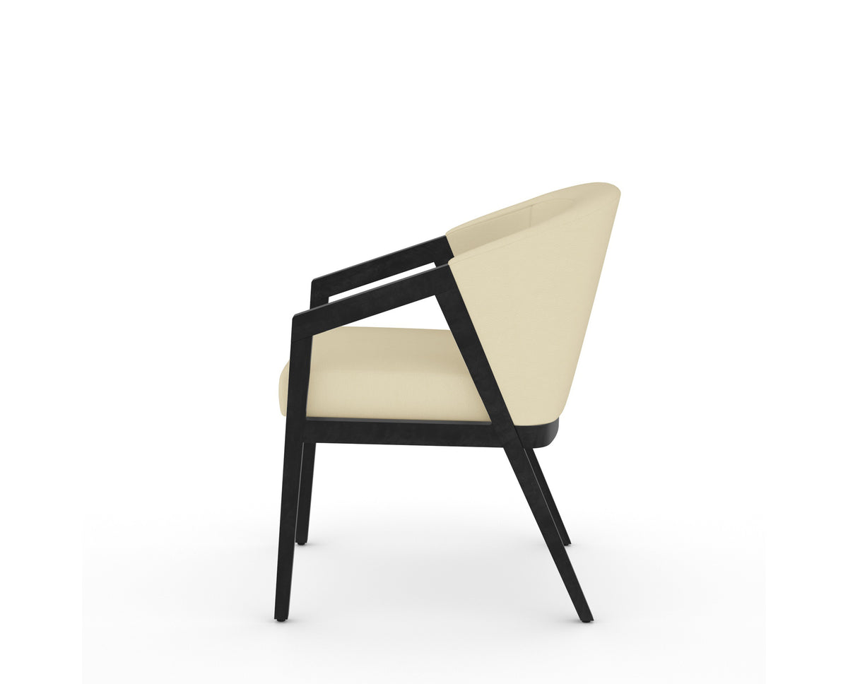 Canadel Modern Angle Dining Chair in Dark Smoke, XZ Faux Leather, side view