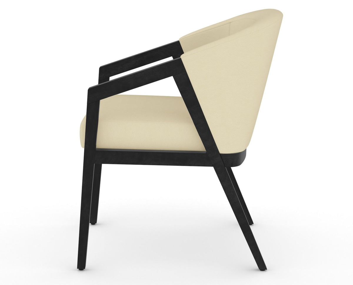 Canadel Modern Angle Dining Chair in Dark Smoke, XZ Faux Leather, side view