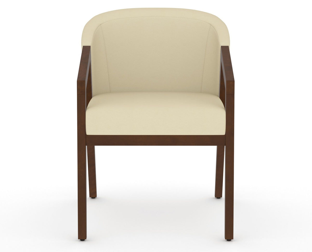 Canadel Modern Angle Dining Chair in Cognac Washed, XZ Faux Leather, front view