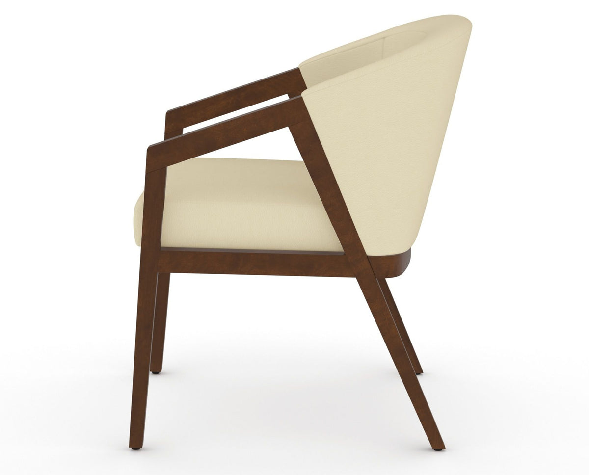 Canadel Modern Angle Dining Chair in Cognac Washed, XZ Faux Leather, side view