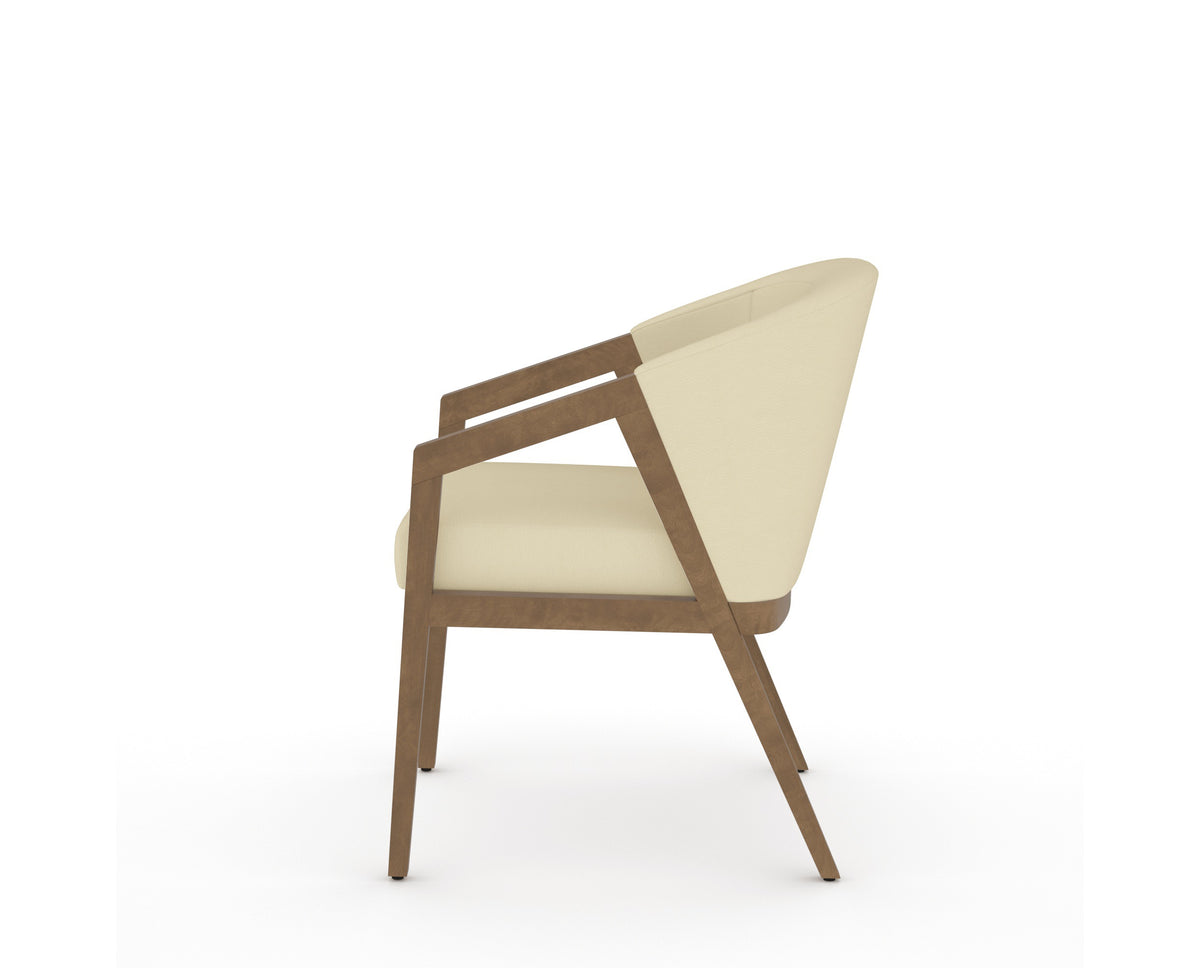 Canadel Modern Angle Dining Chair in Pecan Washed, XZ Faux Leather, side view