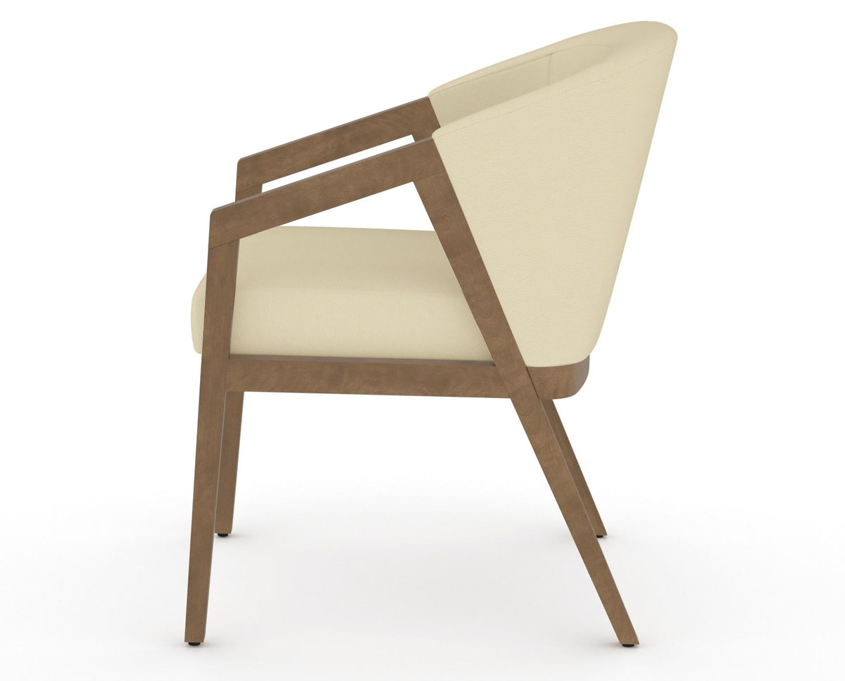 Canadel Modern Angle Dining Chair in Pecan Washed, XZ Faux Leather, side view