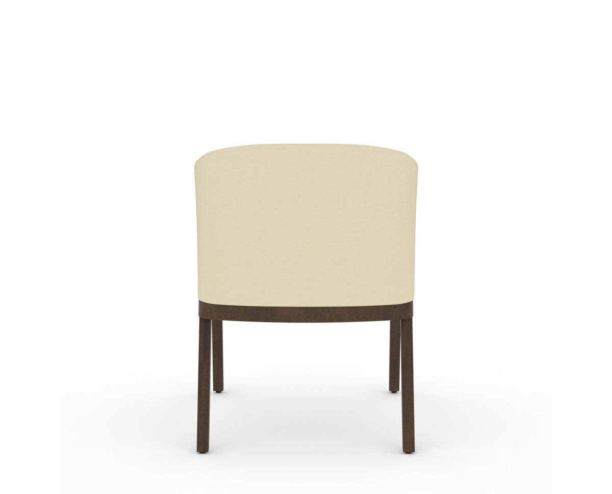 Canadel Modern Angle Dining Chair in Hazelnut Washed, XZ Faux Leather, back view