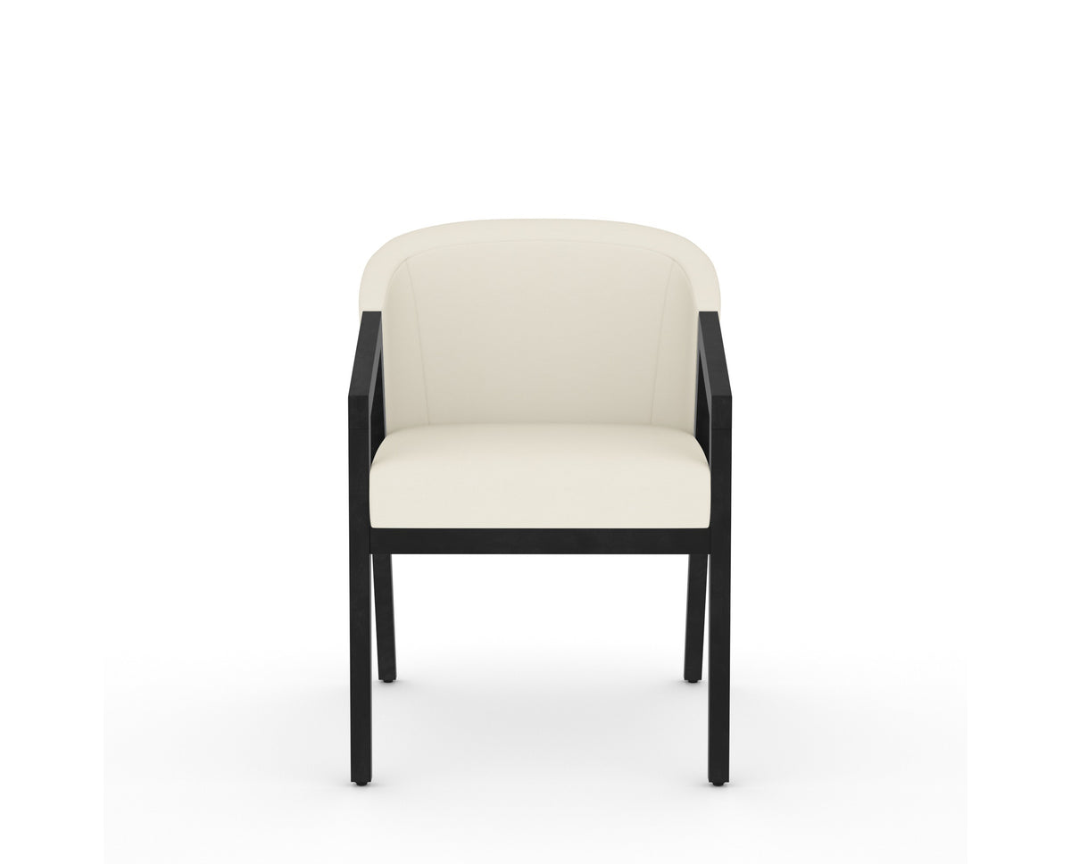 Canadel Modern Angle Dining Chair in Dark Smoke, YJ Faux Leather, front view