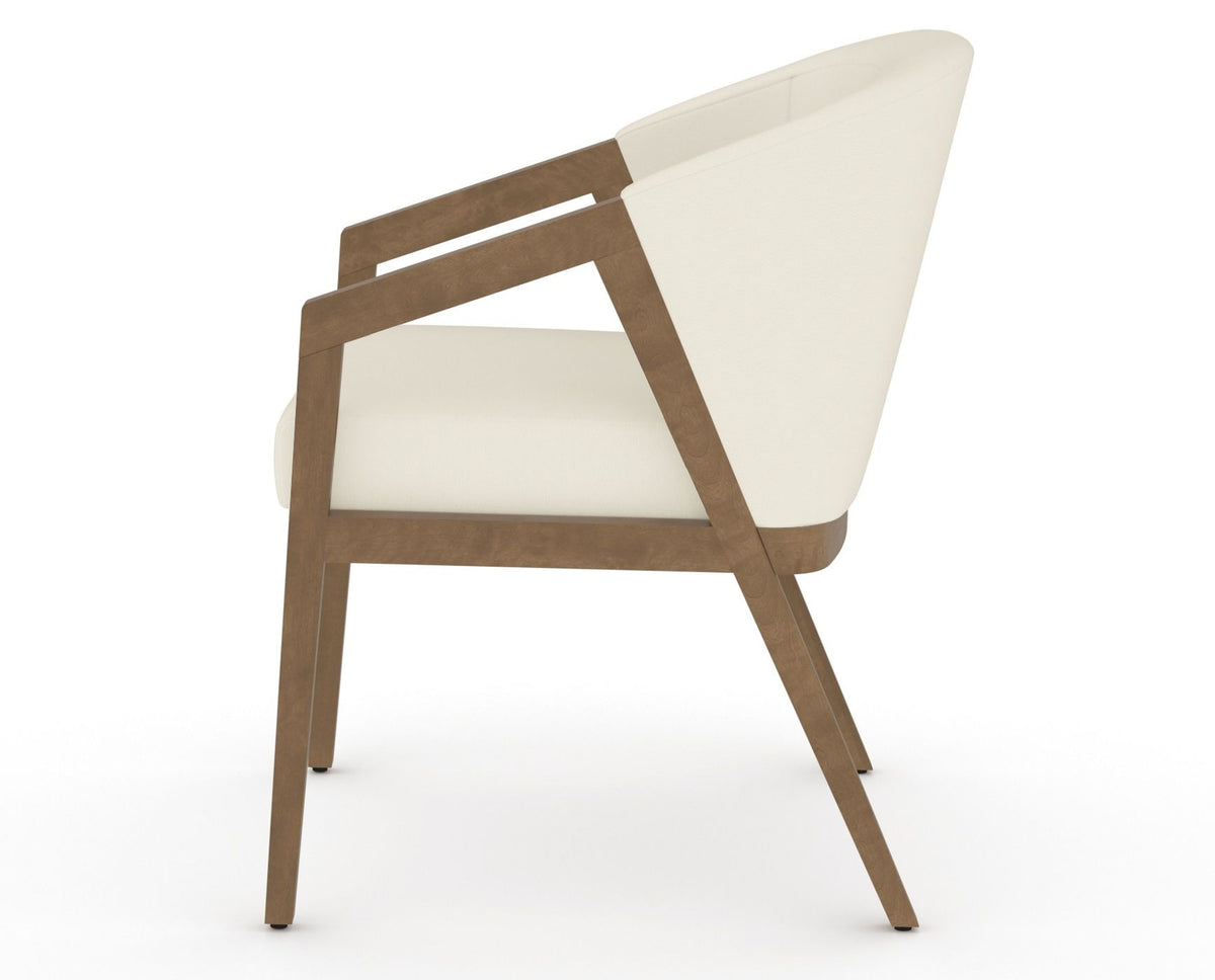 Canadel Modern Angle Dining Chair in Pecan Washed, YJ Faux Leather, side view