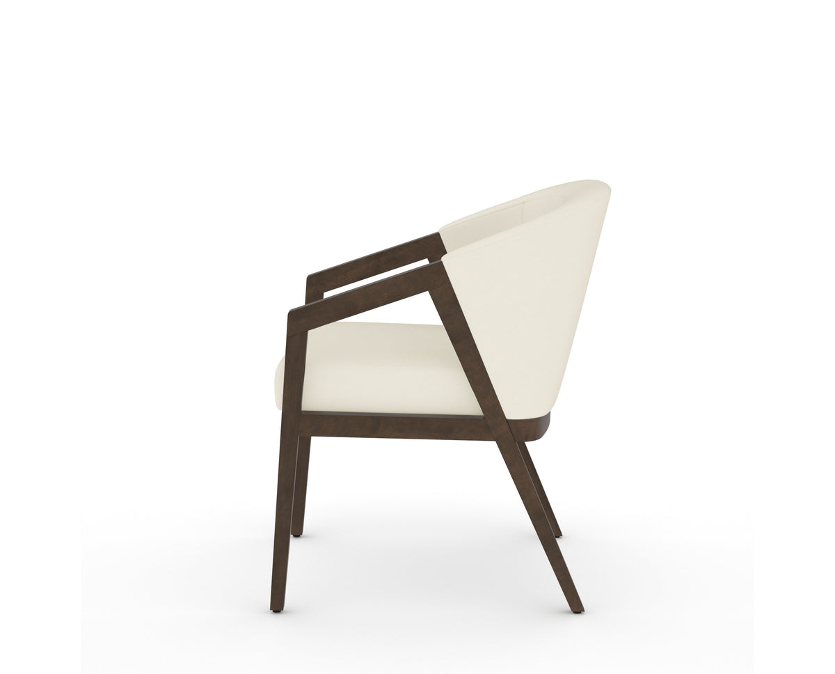 Canadel Modern Angle Dining Chair in Hazelnut Washed, YJ Faux Leather, side view