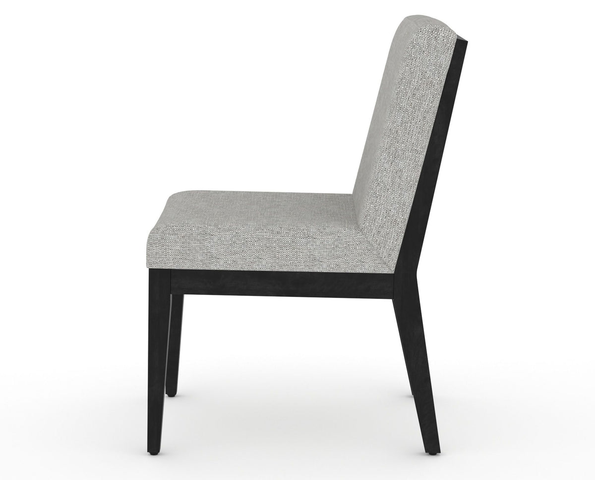 Canadel Modern Box Back Dining Chair in Dark Smoke, 7C Fabric, side view