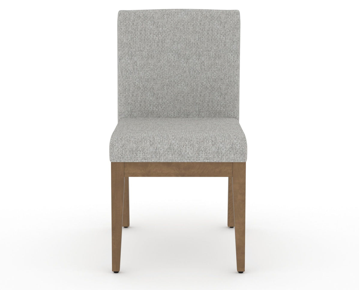 Canadel Modern Box Back Dining Chair in Pecan Washed, 7C Fabric, front view