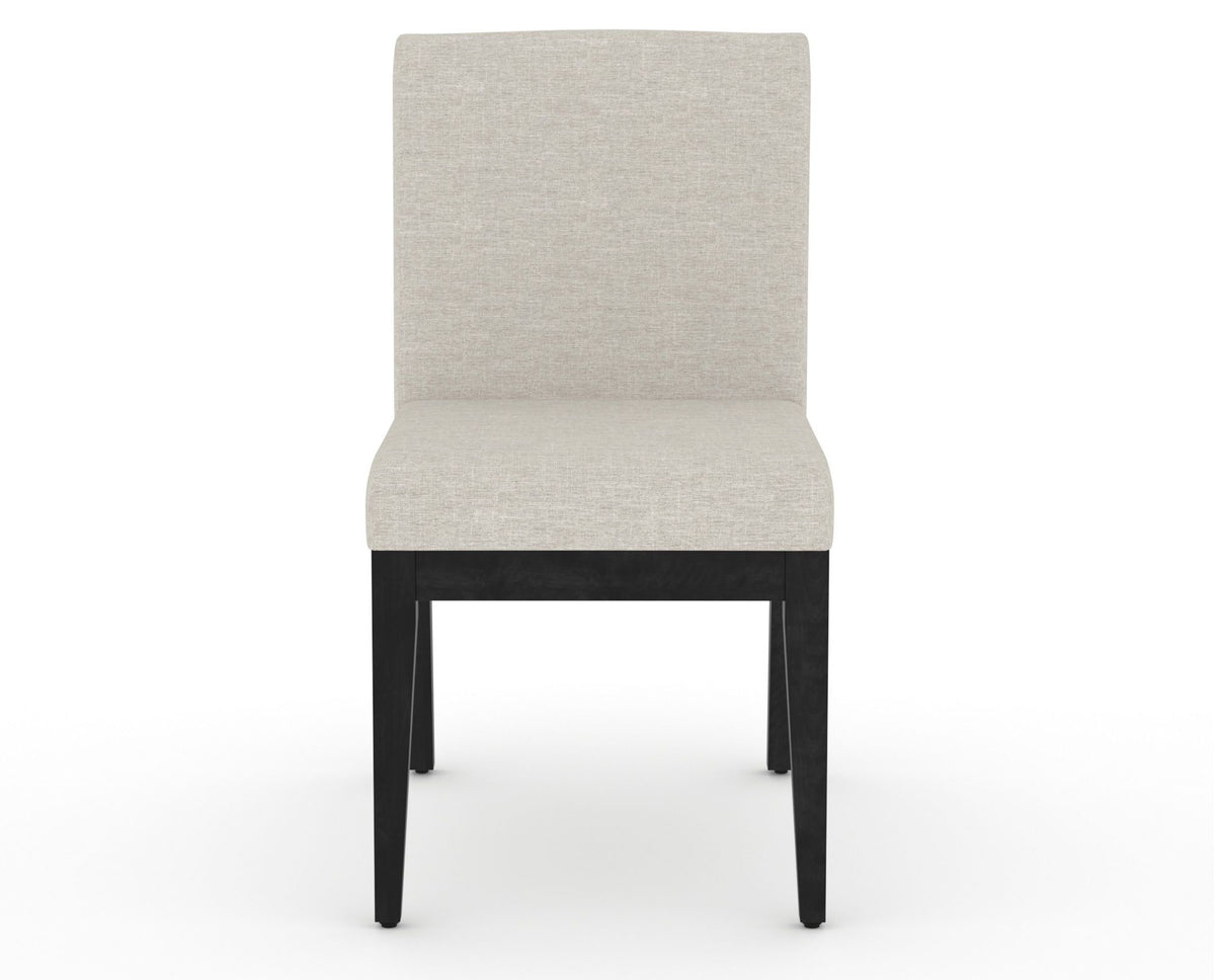 Canadel Modern Box Back Dining Chair in Dark Smoke, TB Fabric, front view