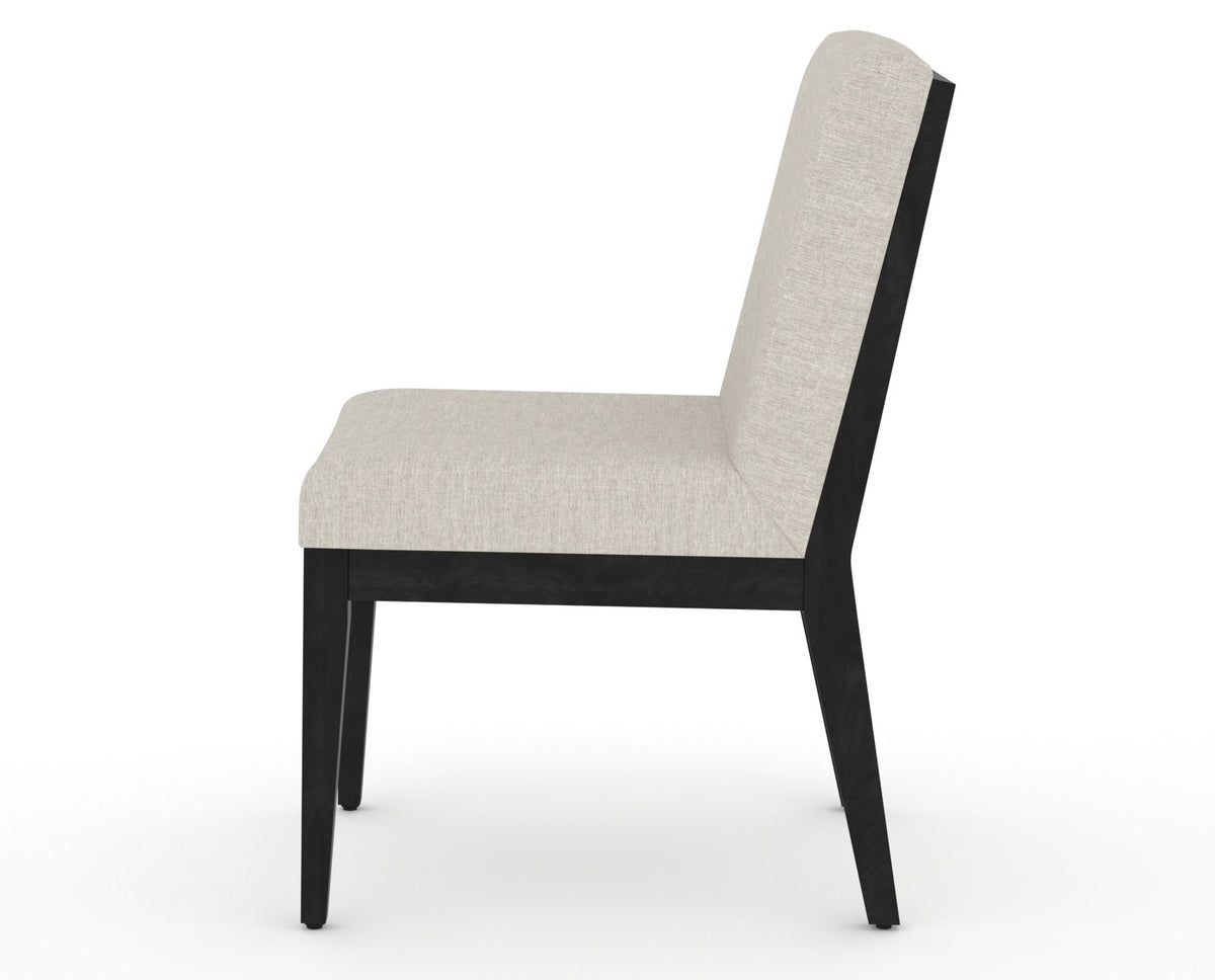 Canadel Modern Box Back Dining Chair in Dark Smoke, TB Fabric, side view