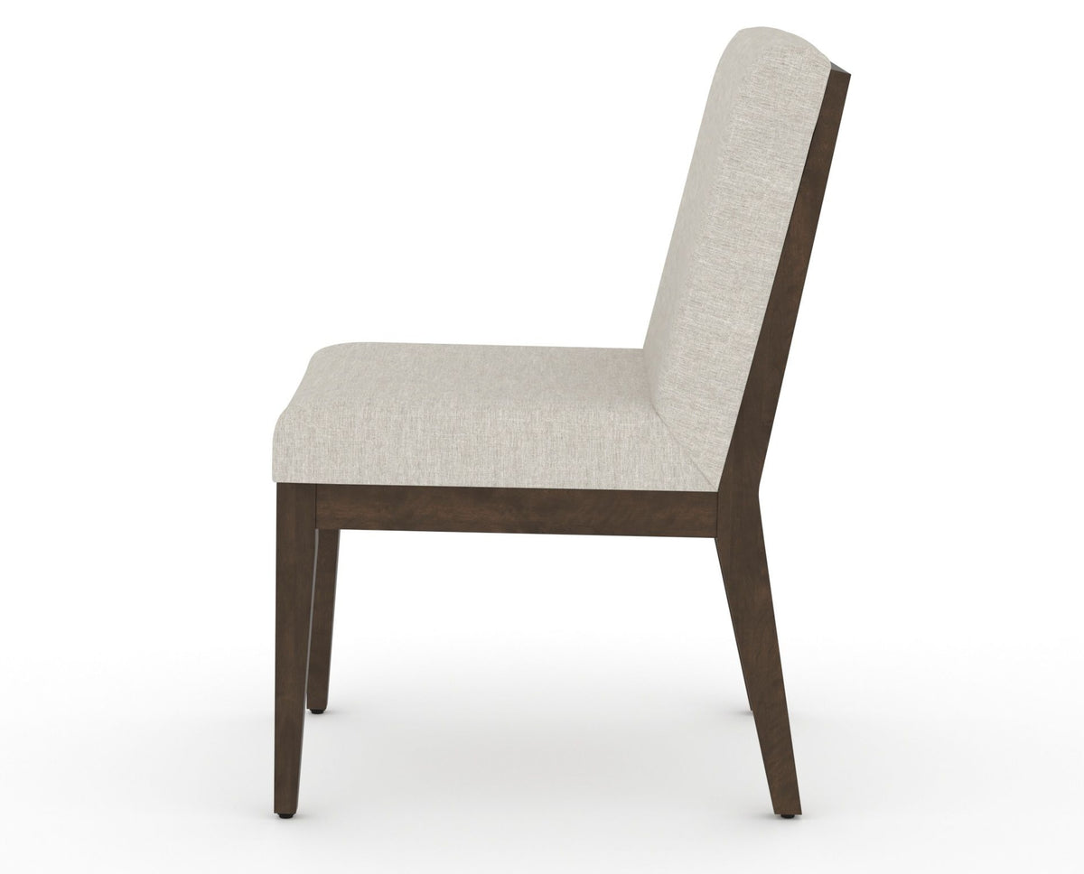 Canadel Modern Box Back Dining Chair in Hazelnut Washed, TB Fabric, side view