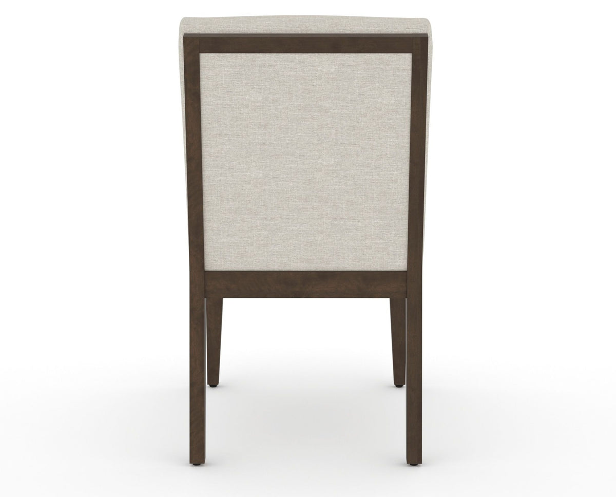 Canadel Modern Box Back Dining Chair in Hazelnut Washed, TB Fabric, back view