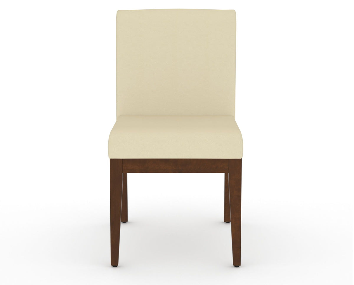 Canadel Modern Box Back Dining Chair in Cognac Washed, XZ Faux Leather, front view