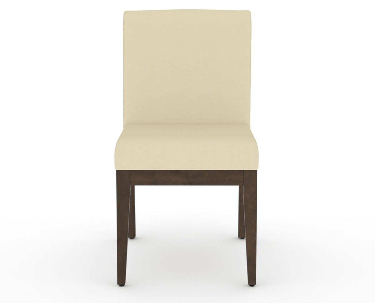 Canadel Modern Box Back Dining Chair in Hazelnut Washed, XZ Faux Leather, front view