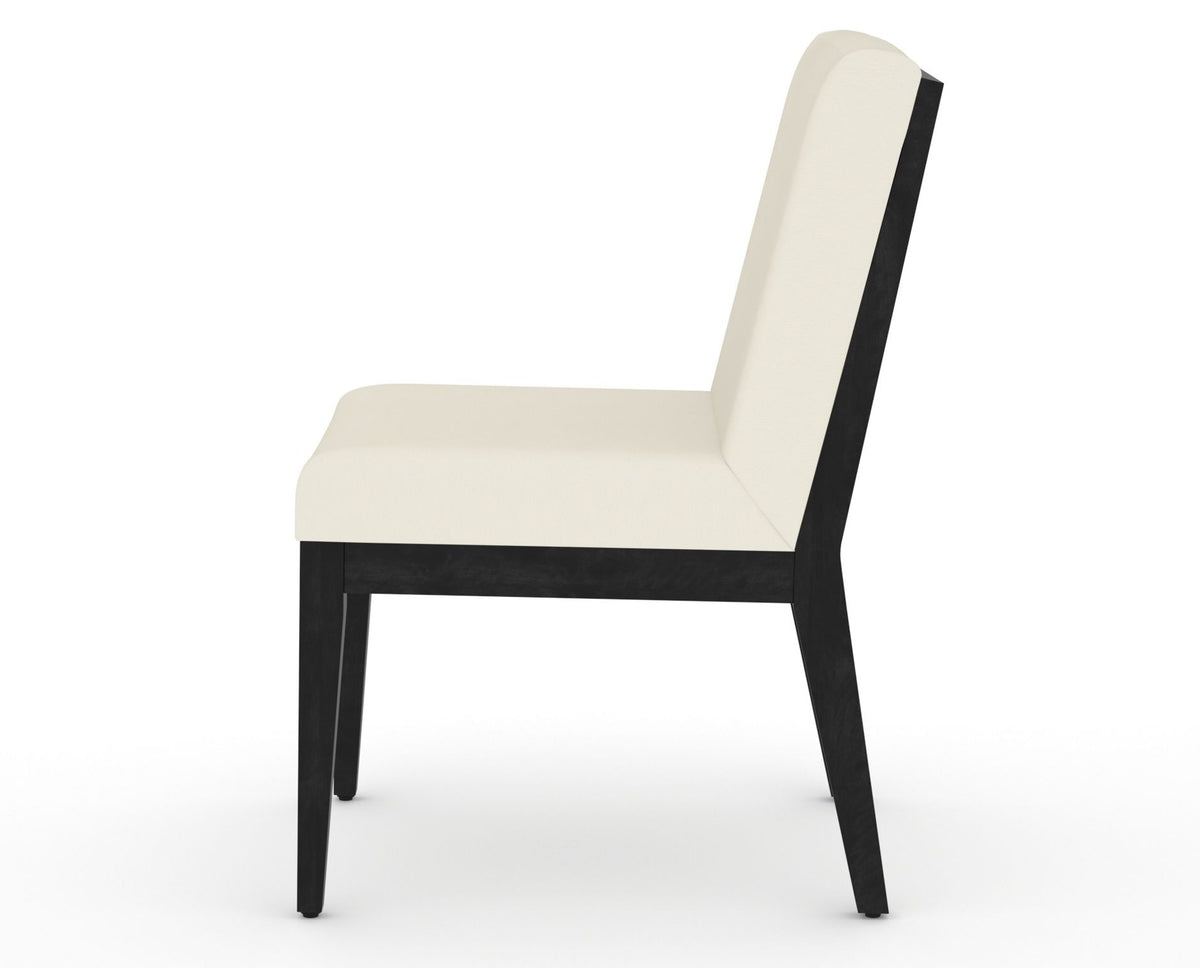 Canadel Modern Box Back Dining Chair in Dark Smoke, YJ Faux Leather, side view