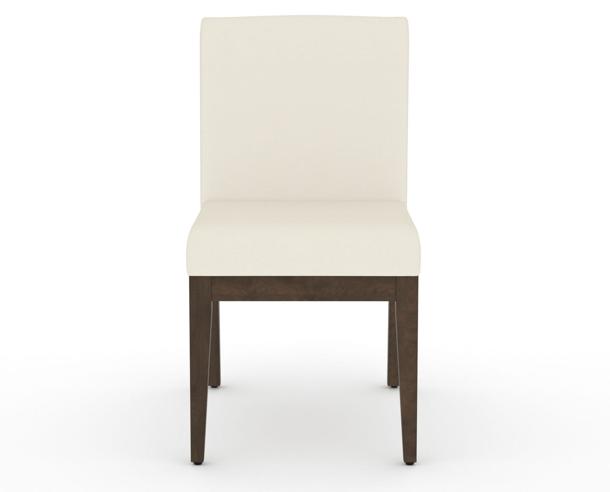Canadel Modern Box Back Dining Chair in Hazelnut Washed, YJ Faux Leather, front view