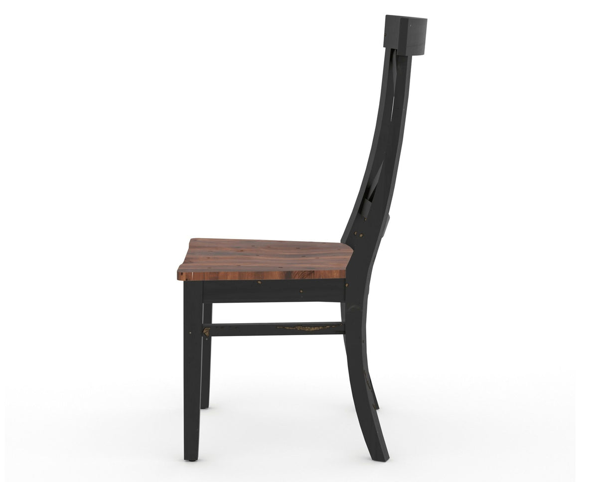 Canadel Champlain Dining Chair 5186 in Wood Seat and 63 Black / 33 Spice Washed, side view