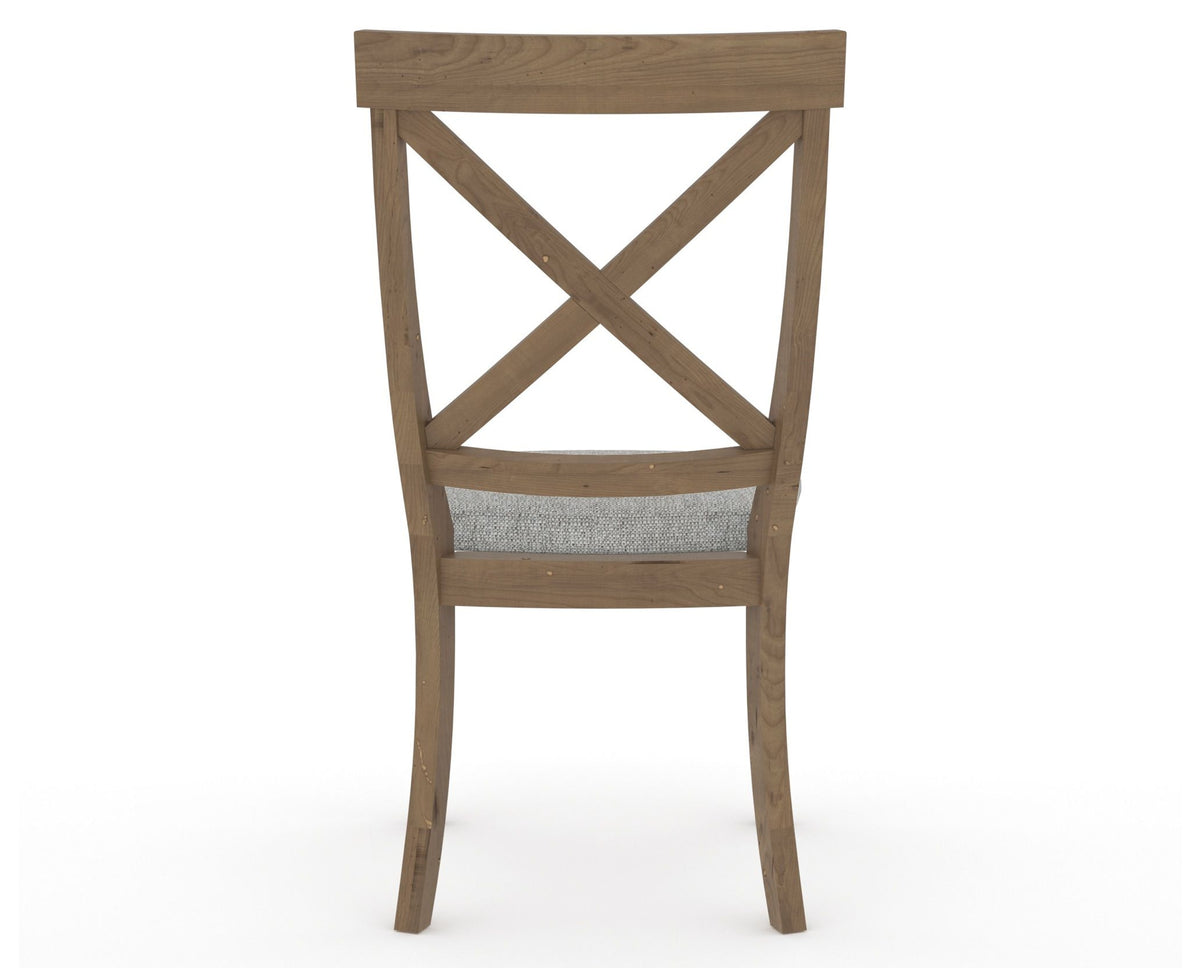 Canadel Champlain Dining Chair 5186 in 7C Fabric and 25 Pecan Washed, back view