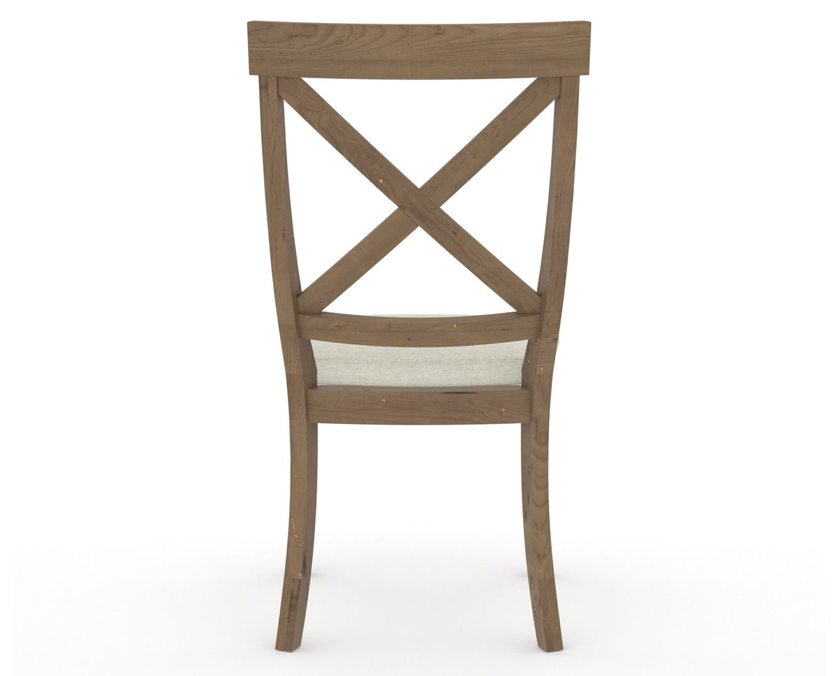 Canadel Champlain Dining Chair 5186 in TW Fabric and 25 Pecan Washed, back view