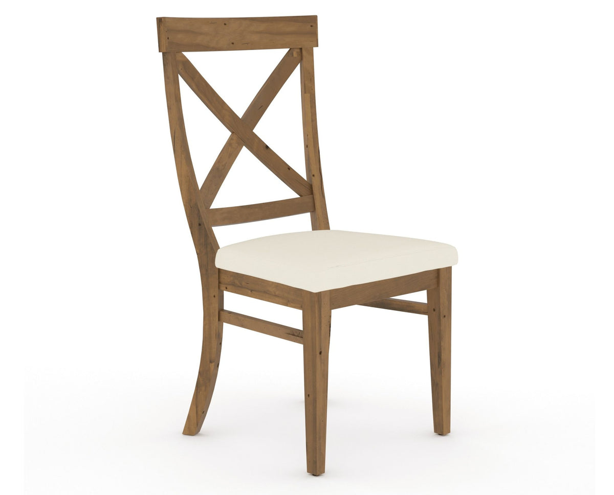 Canadel Champlain Dining Chair 5186 in YJ Faux Leather and 03 Oak Washed, three-quarter view