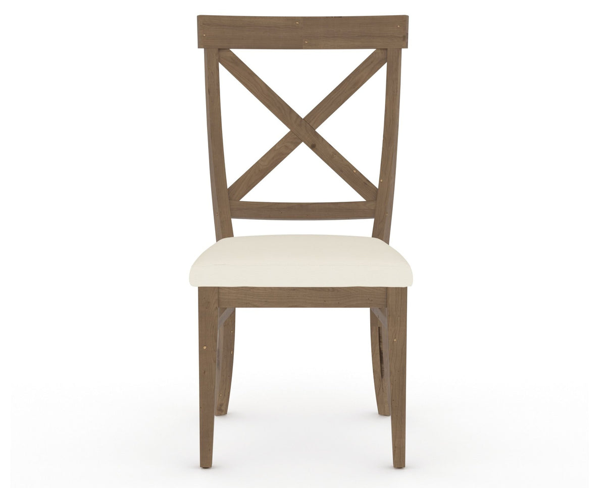 Canadel Champlain Dining Chair 5186 in YJ Faux Leather and 25 Pecan Washed, front view