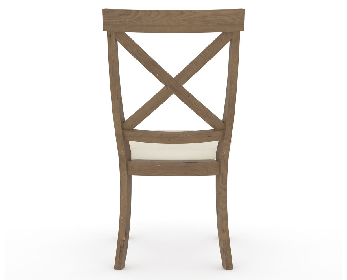 Canadel Champlain Dining Chair 5186 in YJ Faux Leather and 25 Pecan Washed, back view