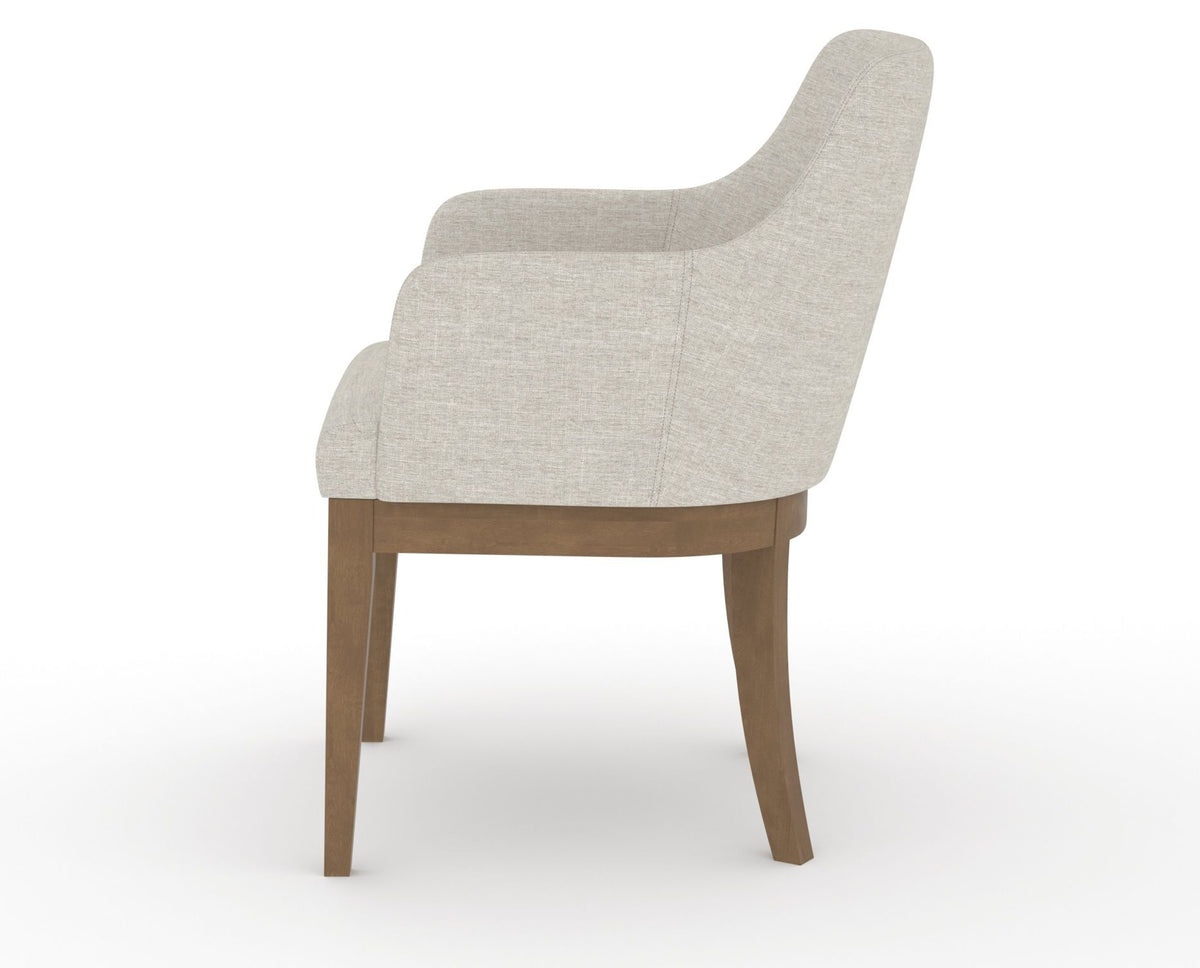Canadel Modern Sophia Dining Chair in Pecan Washed, TB Fabric, side view