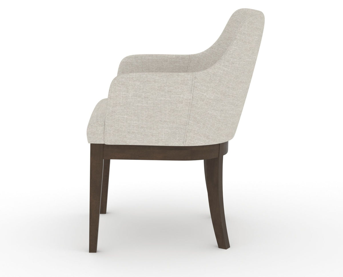 Canadel Modern Sophia Dining Chair in Hazelnut Washed, TB Fabric, side view