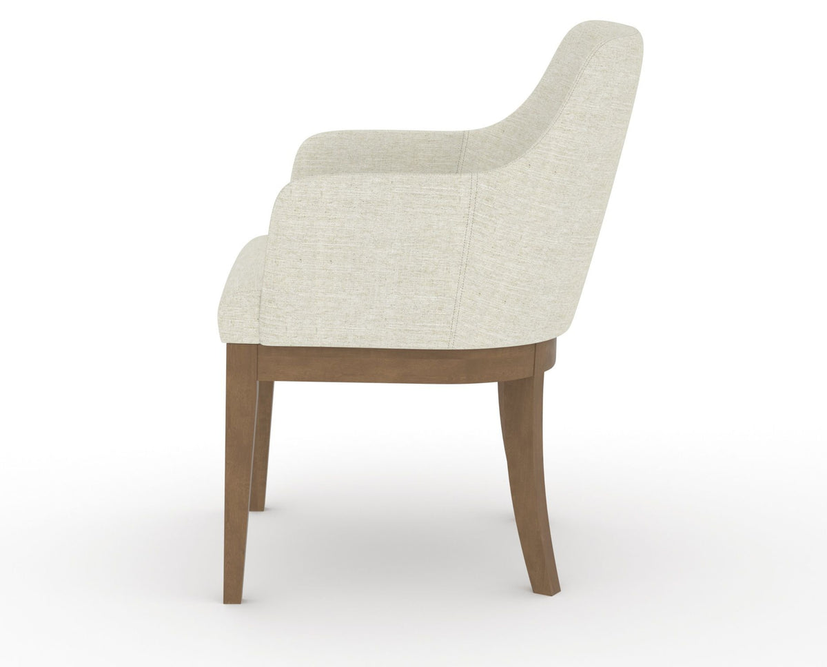Canadel Modern Sophia Dining Chair in Pecan Washed, TW Fabric, side view