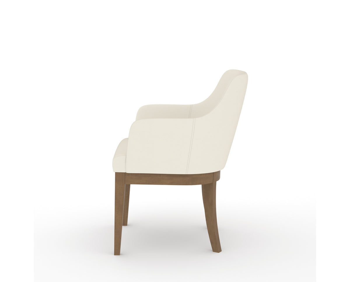 Canadel Modern Sophia Dining Chair in Pecan Washed, YJ Faux Leather, side view