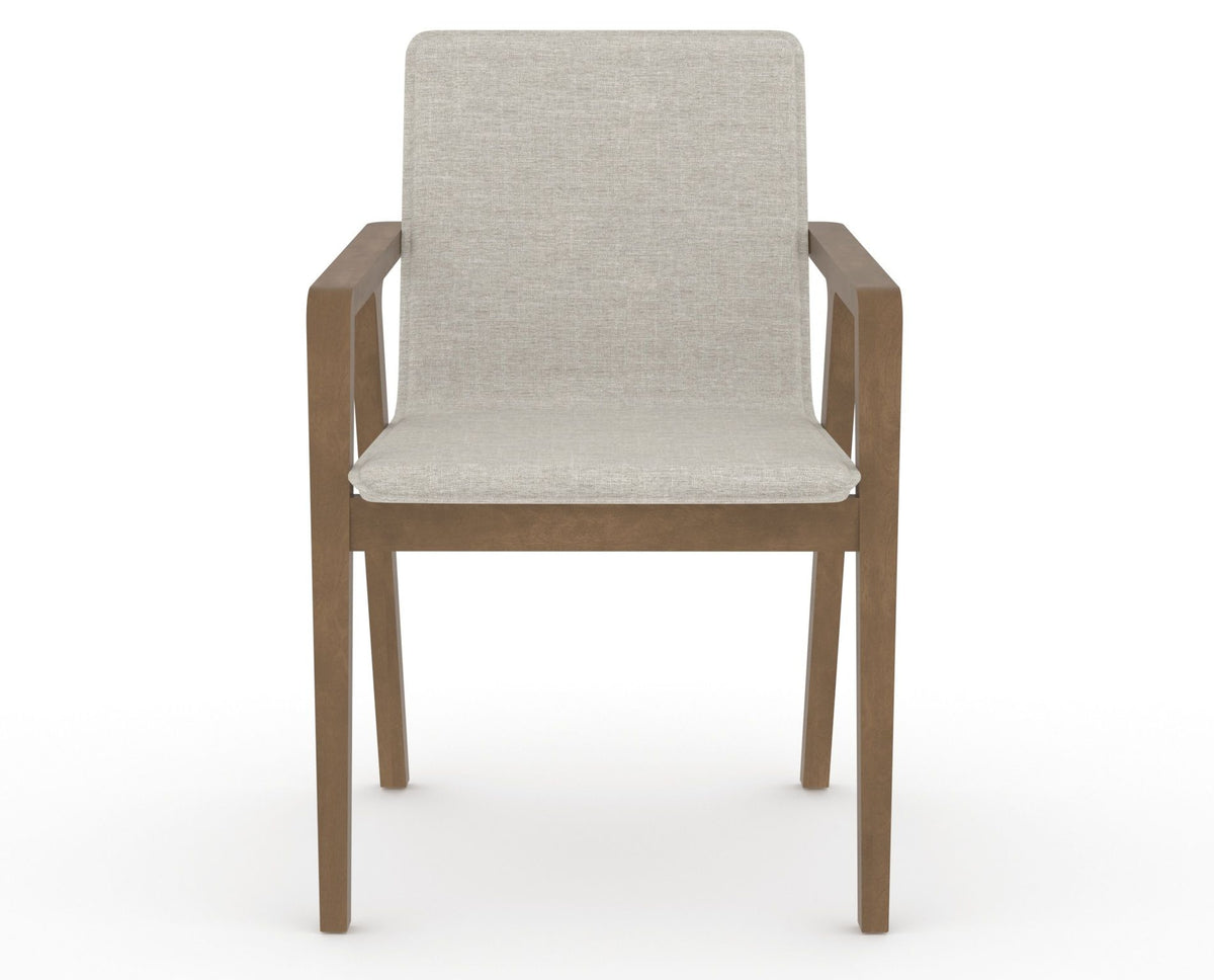 Canadel Downtown Tova Dining Chair in Pecan Washed, TB Fabric, front view