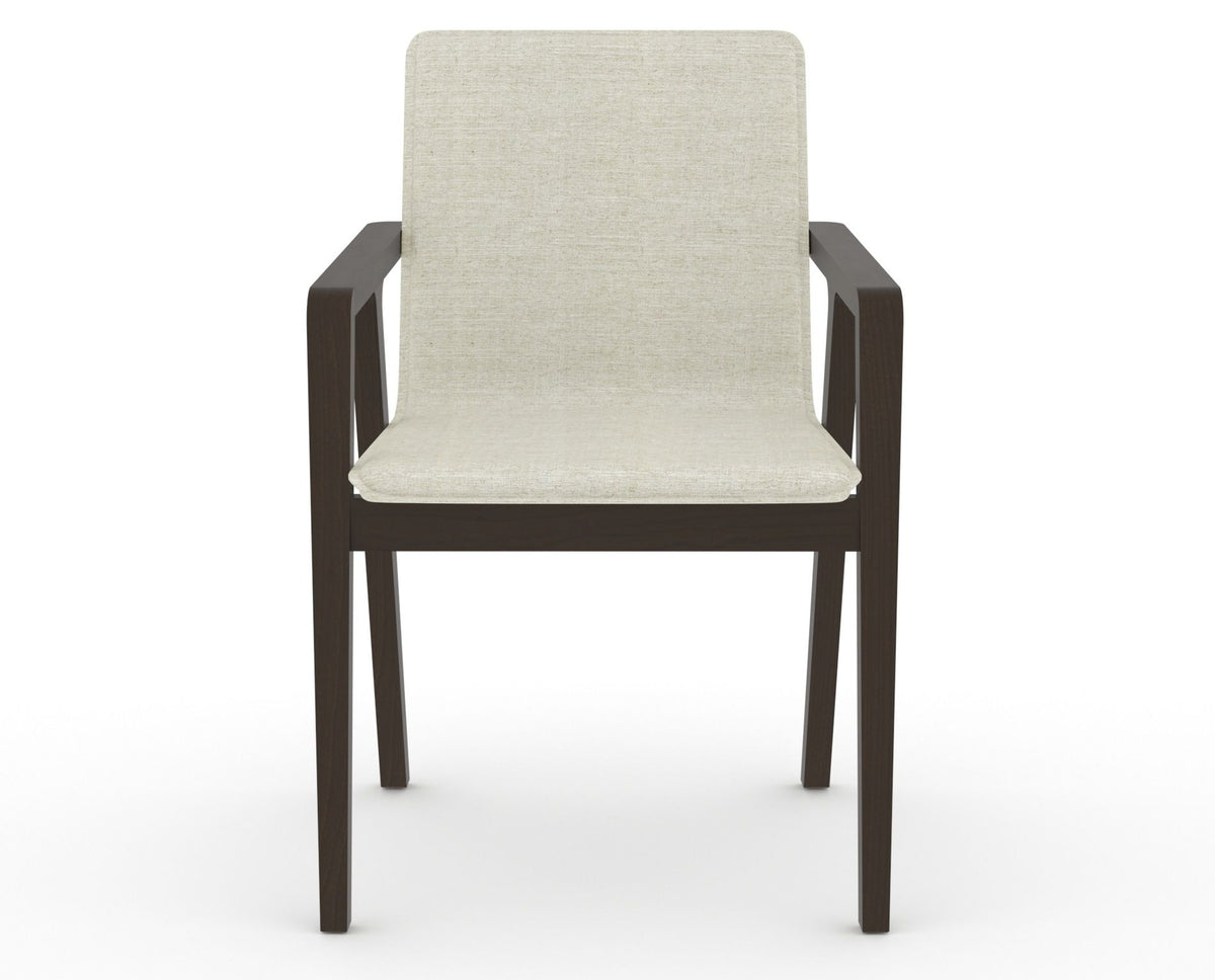 Canadel Downtown Tova Dining Chair in Davy's Grey, TW Fabric, front view