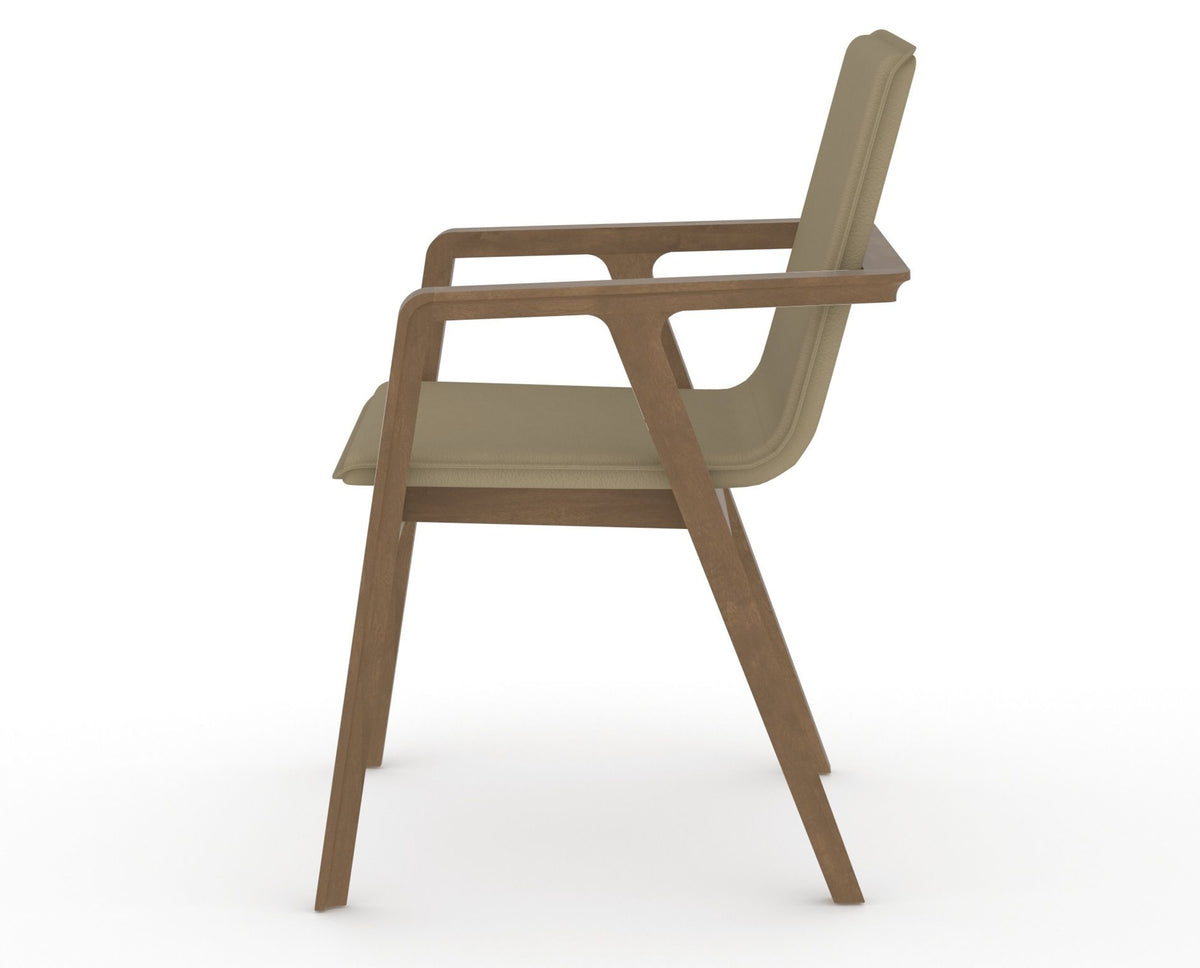 Canadel Downtown Tova Dining Chair in Pecan Washed, XY Faux Leather, side view