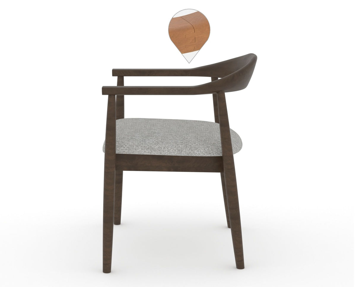 Canadel Downtown Hug Dining Chair in Hazelnut Washed, 7C Fabric, side view