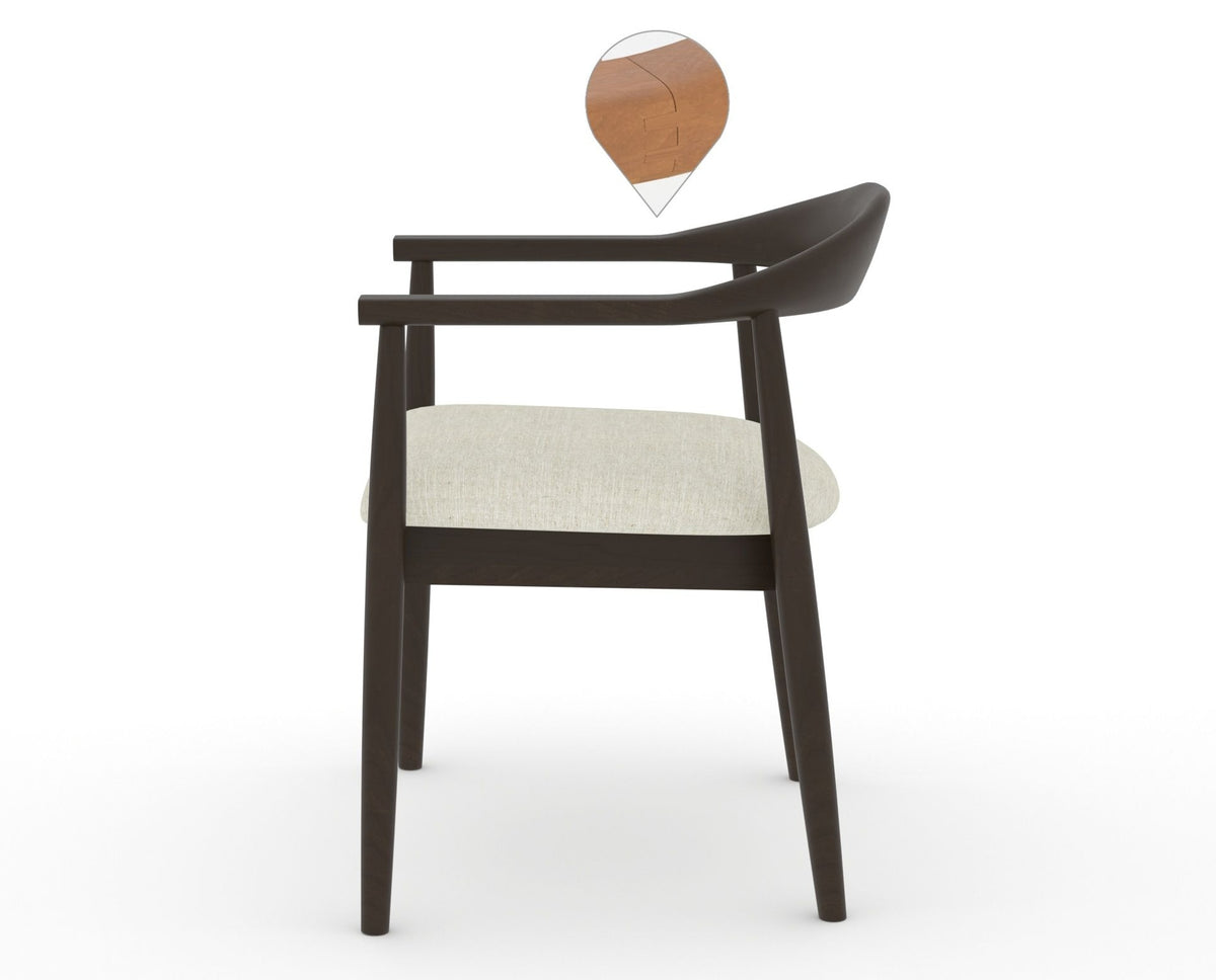 Canadel Downtown Hug Dining Chair in Davy's Grey, TW Fabric, side view