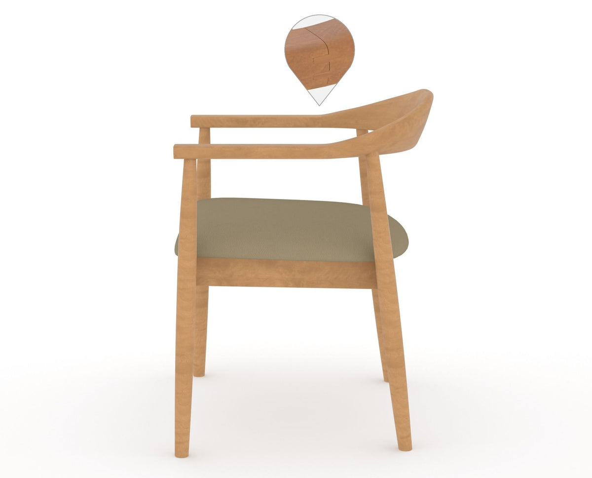 Canadel Downtown Hug Dining Chair in Caramel Washed, XY Faux Leather, side view