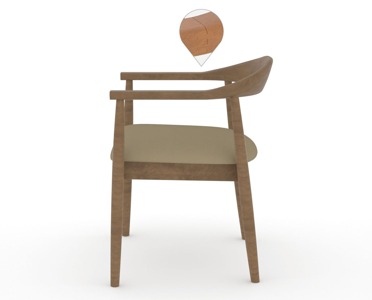 Canadel Downtown Hug Dining Chair in Pecan Washed, XY Faux Leather, side view